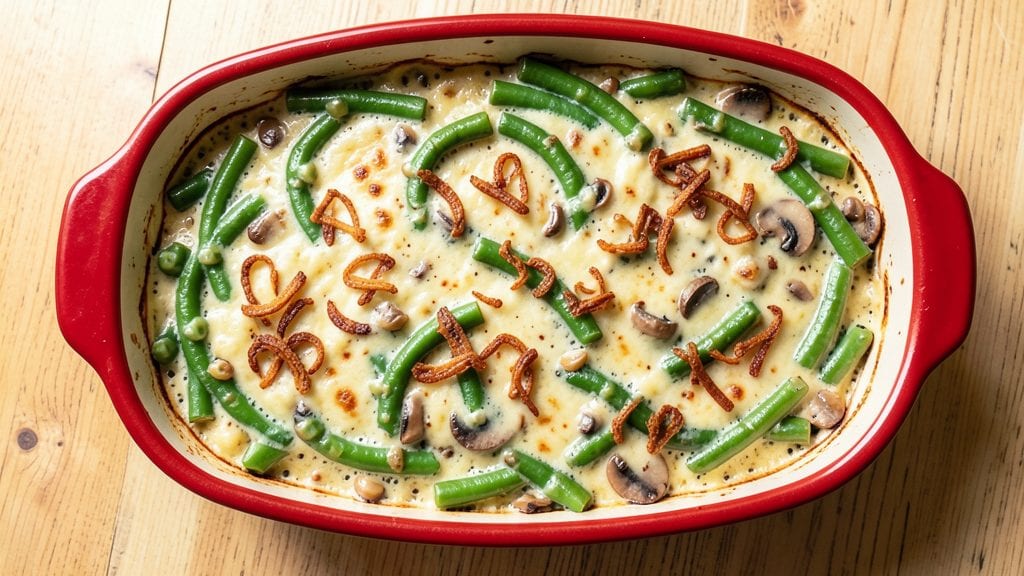 Grandma's Green Bean Casserole Recipe: Crispy Onion Crowns and Creamy Mushroom Magic
